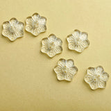 Vintage Glass Clear Snowflake Flower-Shape Button 3/4"  Pack of TWO  #OT-125