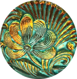 Rose Gold + Green Tea Pincushion Flower Czech Glass 18 mm / 3/4" # CZ 038