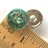 Rose Gold + Green Tea Pincushion Flower Czech Glass 18 mm / 3/4" # CZ 038
