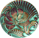 Rose Gold + Green Tea Pincushion Flower Czech Glass 18 mm / 3/4" # CZ 038