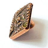 Small "Czech Square" Copper/Black 3/8" Button From Tierra Cast  #6545-18