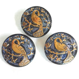 Sapphire-Indigo Peacock Czech Glass Button, 22mm  7/8" # CZ 247