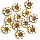 Toasty White Czech Glass Sunray Flower, 2 hole button 14mm/ 9/16"  #AB-7807