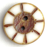 Toasty White Czech Glass Sunray Flower, 2 hole button 14mm/ 9/16"  #AB-7807
