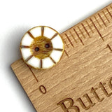 Toasty White Czech Glass Sunray Flower, 2 hole button 14mm/ 9/16"  #AB-7807