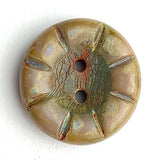 Muddy Lavender Czech Glass Sunray Flower, 2 hole button 14mm/ 9/16", Pack of TWO Buttons  #AB-7806