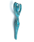 Goddess Pendant, Turquoise/Copper Mykonos Metal 2"  Greece #MV-9