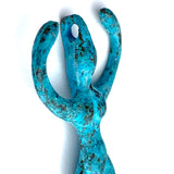 Goddess Pendant, Turquoise/Copper Mykonos Metal 2"  Greece #MV-9
