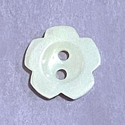 White Flower Shape 1/2" Button, Light ivory Plumeria 2-Hole 13mm Pearl MOP Shell  #680