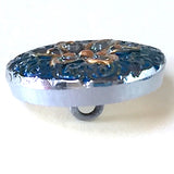 SALE,  3/4" Teals / Purples "Stained Glass" Flower 19mm Czech Glass Button 3/4"  # CZ 296