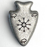 SALE, Arrowhead-Shaped Button with 3 Buffalo, Shank Back, 2" #SV117
