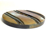 SALE, Artsy Wavy Horn Button, Brown & Black Stripe 1-1/2"  #SK-709