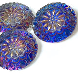 Purple Crown Flower Czech Glass Shank Back Button 1-1/16"  # CZ-098