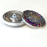 Purple Crown Flower Czech Glass Shank Back Button 1-1/16"  # CZ-098
