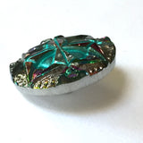 Re-Stocked, Turquoise Quilt-Block Gem Czech Glass Button 18mm / 11/16"  # CZ 212-1