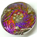 Rainbow Purples/Magentas Plumeria Czech Glass Button 19mm / 3/4"  # CZ 278