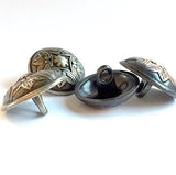 Silver 'Santa Barbara' Domed Carved Leaf, 11/16" Smaller Size, Shank Back #2063