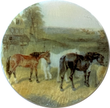 Horses in Pasture 1-3/8" Artisan Made Pearl Shell Button #SC-1574