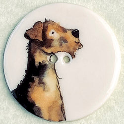 Terrier Dog Button Large Porcelain 1-1/2"