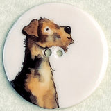 Terrier Dog Button Large Porcelain 1-1/2"