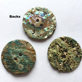 Abalone Mostly Greens/Blues Natural Large 2-Hole Button  1-1/8"  #SK-0037