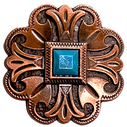Copper/Turquoise Southwest Scallop-Square  1-1/2" Screw Back Concho 1.5"  #SWH-116