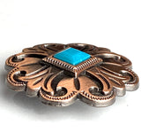 Copper/Turquoise Southwest Scallop-Square  1-1/2" Screw Back Concho 1.5"  #SWH-116