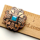 Copper/Turquoise Southwest Scallop-Square  1-1/2" Screw Back Concho 1.5"  #SWH-116