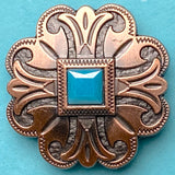 Copper/Turquoise Southwest Scallop-Square  1-1/2" Screw Back Concho 1.5"  #SWH-116