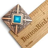 Copper/Turquoise Southwest Square Screw Back Concho 1.25"  #SWH-117