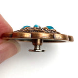 Copper "Diamonds & Turquoise" Southwest 1-1/2"  Flower Screw Back Concho 1.5"  #SWH-118