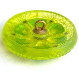Re-Stocked, Large Lime Deco Flower Czech Glass 27mm Button 1-1/16"  #CZ-264