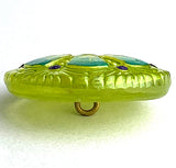Re-Stocked, Large Lime Deco Flower Czech Glass 27mm Button 1-1/16"  #CZ-264