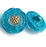 Turquoise + Gold Infinity Flower Czech Glass 13mm  9/16"  # CZ 292