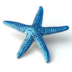 Starfish Button, Blue, Shank Back Metal, by Susan Clarke   .75"  # SC-633