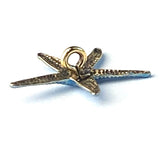 Starfish Button, Blue, Shank Back Metal, by Susan Clarke   .75"  # SC-633