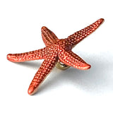 Re-Stocked, Starfish Button, Coral Red-Orange Metal with Shank Back, by Susan Clarke   3/4"  # SC-631