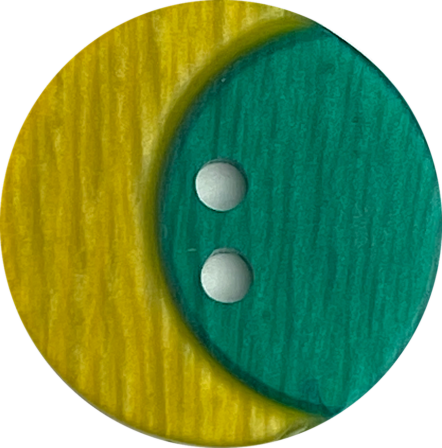 Crescent Moon, Yellow with Green Sky, Layered 2-Hole Button