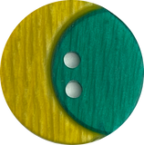 Crescent Moon, Yellow with Green Sky, Layered 2-Hole Button 13/16"    #SK-1509