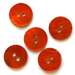 Re-Stocked, 1/2" Bright Orange Pearl Shell 2-hole 13mm, Per Button, 117-D