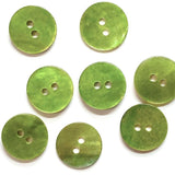 Re-Stocked, 7/8" Apple Green Pearl Shell 2-hole 23mm Button, Per Button # 479-D