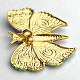Butterfly or Moth Purple/Green Button, 1.25" Handpainted by Susan Clarke, #SC-572