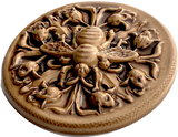 Bee and Flowers Art Stone Button by Susan Clarke 2" #SC-2015