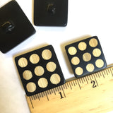 Black + Tan Dots "Domino" Bamboo Square Button, 15/16" or 1-1/8"