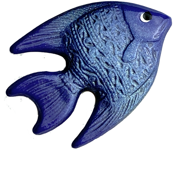 Fish Button Blue by Susan Clarke   7/8"  # SC-617