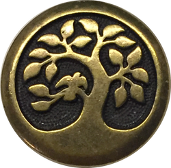 Bird in a Tree Button 5/8" Antique Brass/Black from Tierra Cast  #6577-27