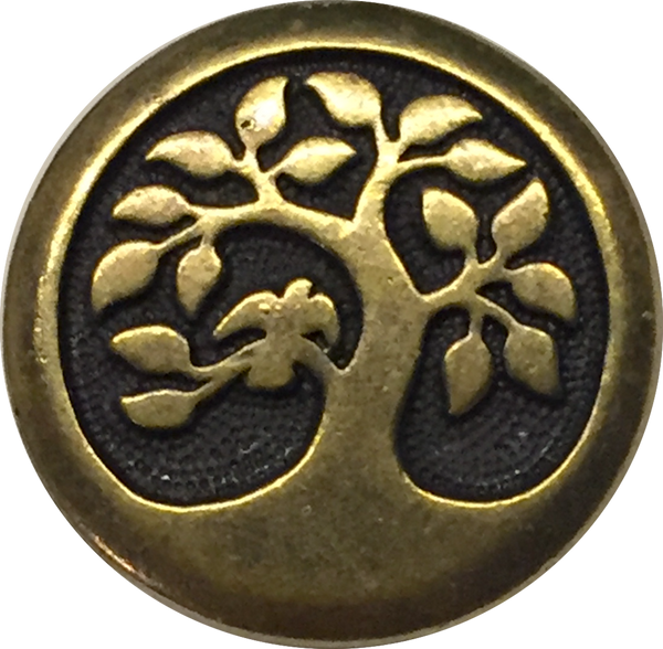 Running Low, Bird in a Tree Button 5/8" Antique Brass/Black from Tierra Cast  #6577-27