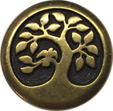 Bird in a Tree Button 5/8" Antique Brass/Black from Tierra Cast  #6577-27