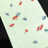 SALE Mint Green Satin Fans and Flecks Jacquard Kimono Fabric By the Yard #213