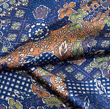 Last Piece, Journey with Indigo Kimono Silk Satin 'Charmeuse'  14" x 62"    # 4198